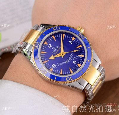 Omega Seamaster 300 Spectre Replica Watches 2-Tone Blue Ceramic